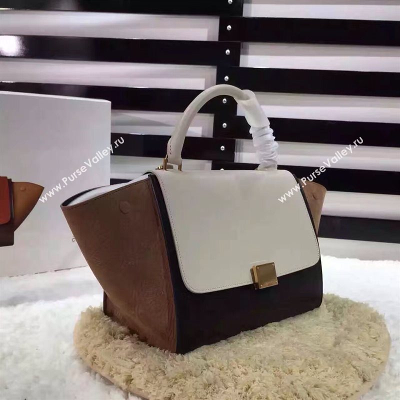 Celine tri-colors white Trapeze tan bag 4472