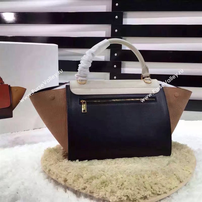 Celine tri-colors white Trapeze tan bag 4472