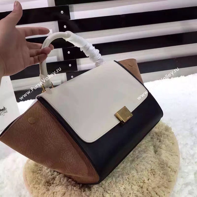 Celine tri-colors white Trapeze tan bag 4472