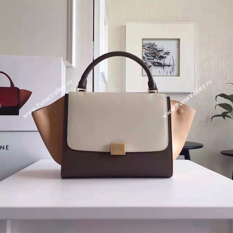 Celine tri-colors cream Trapeze tan bag 4473