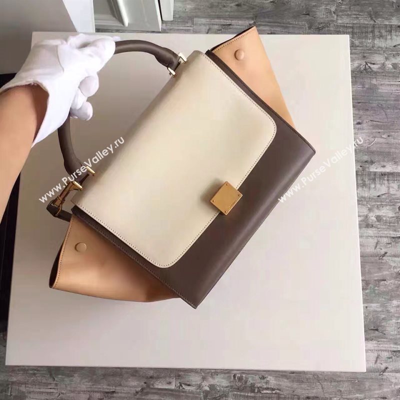 Celine tri-colors cream Trapeze tan bag 4473