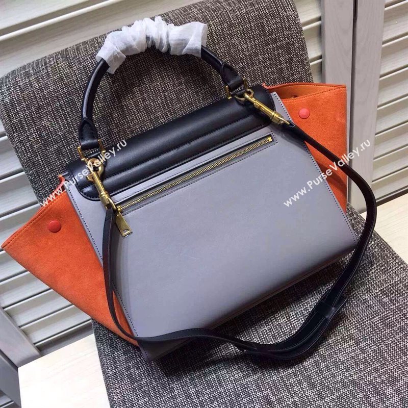 Celine tri-colors black orange Trapeze suede bag 4479