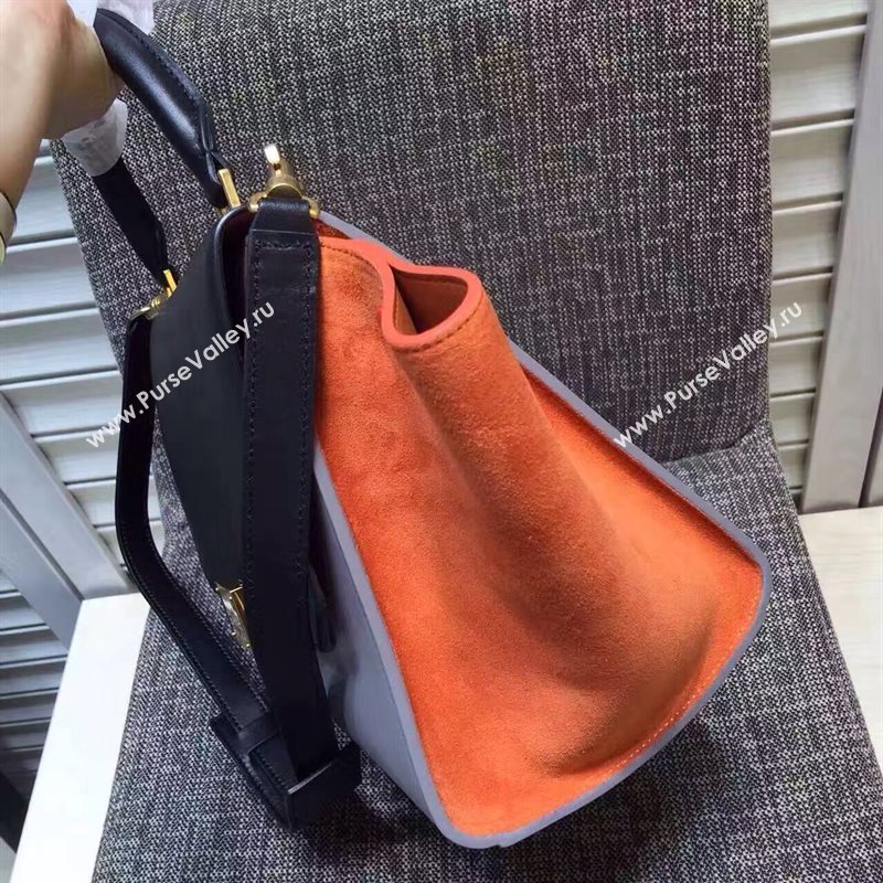 Celine tri-colors black orange Trapeze suede bag 4479