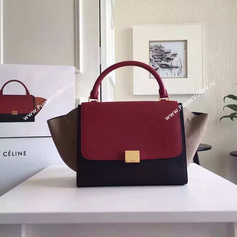 Celine tri-colors wine Trapeze black bag 4482