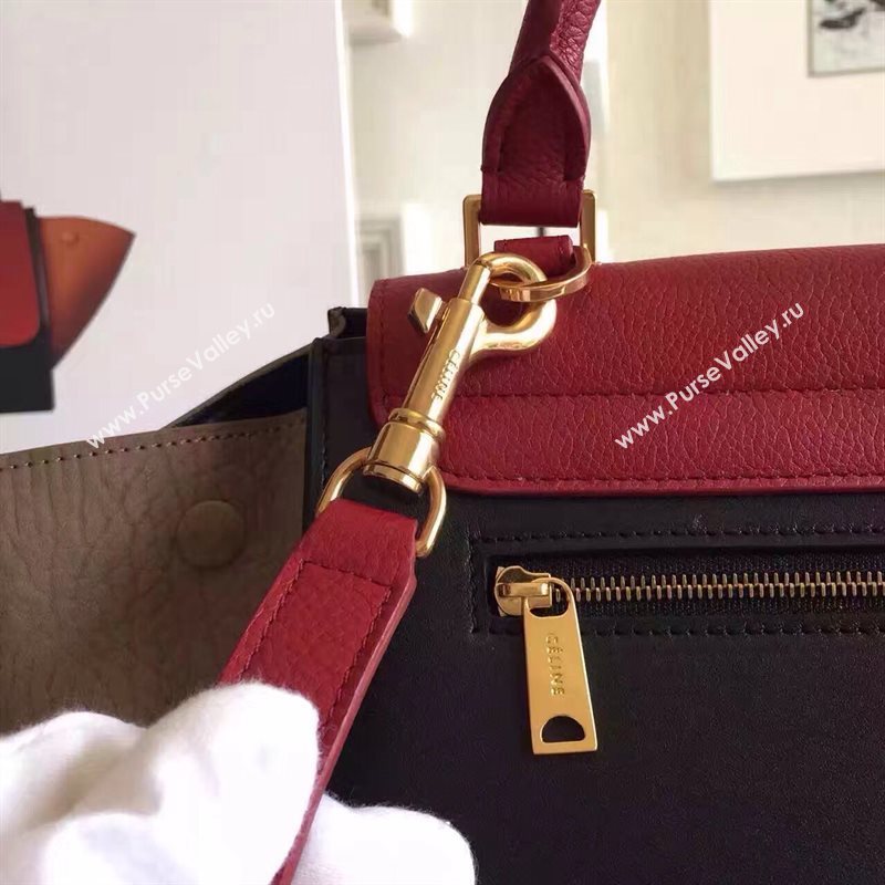 Celine tri-colors wine Trapeze black bag 4482
