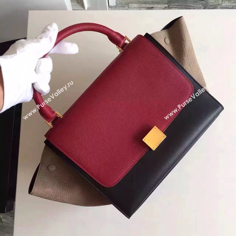 Celine tri-colors wine Trapeze black bag 4482