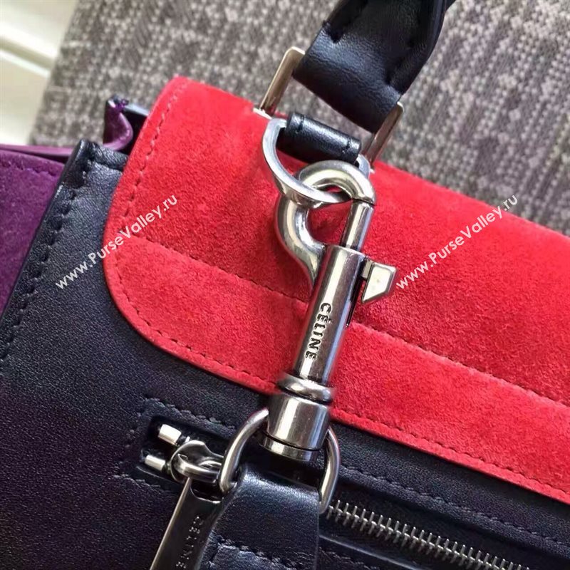 Celine tri-colors black suede Trapeze red bag 4483