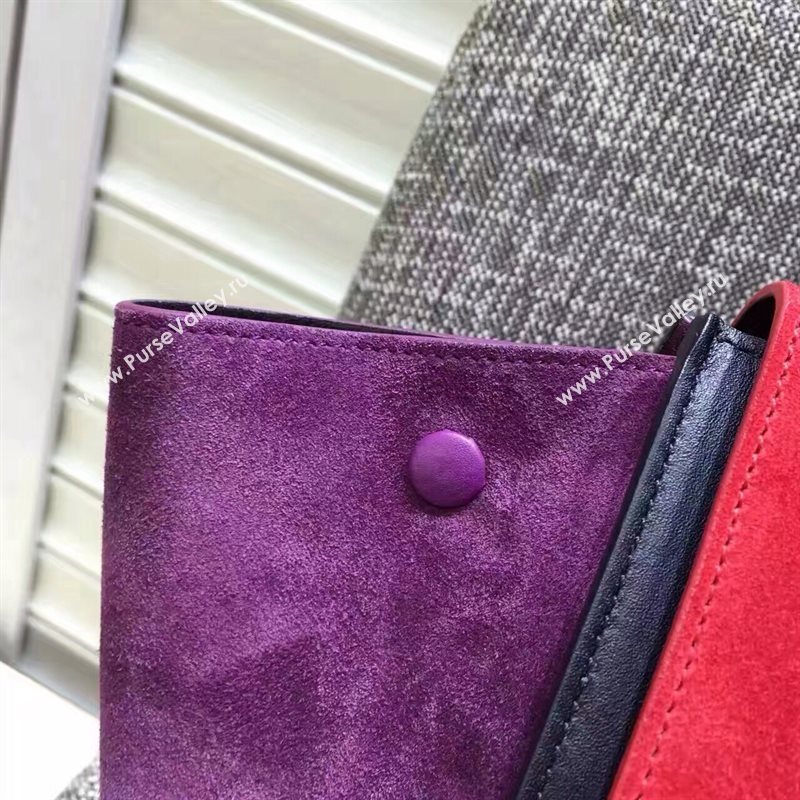 Celine tri-colors black suede Trapeze red bag 4483