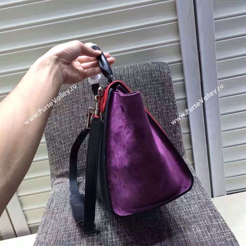 Celine tri-colors black suede Trapeze red bag 4483