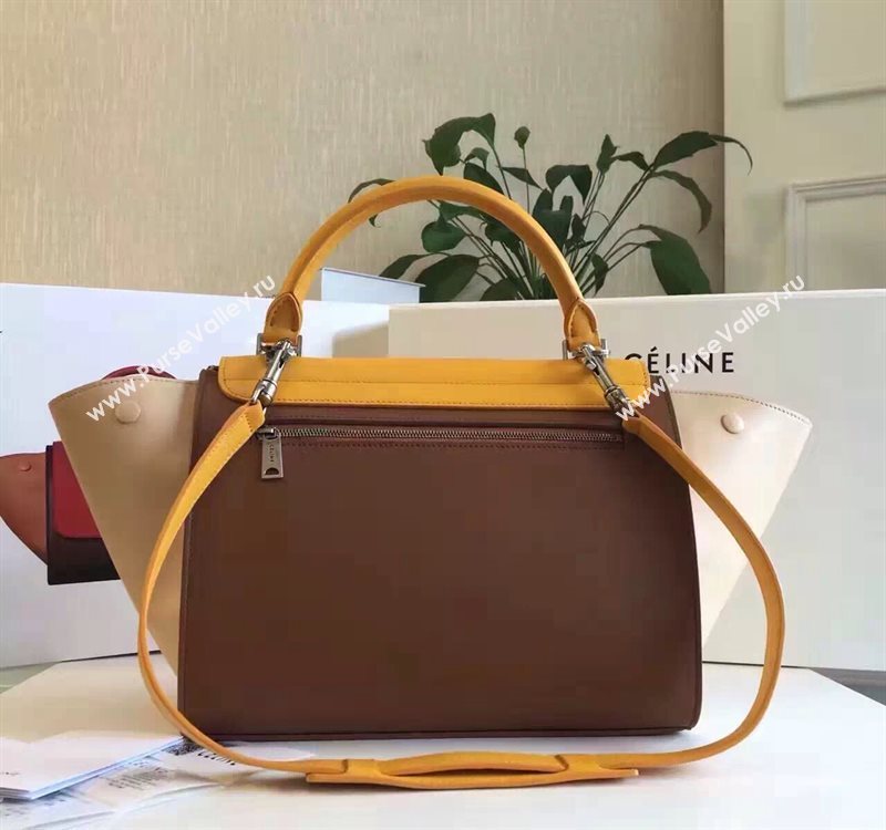 Celine tri-colors tan Trapeze yellow bag 4484