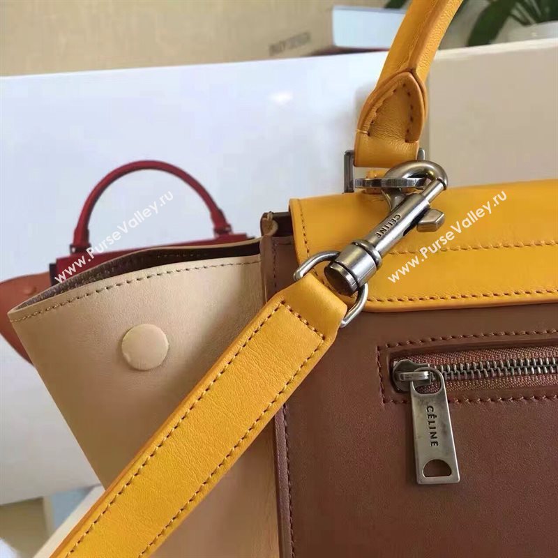 Celine tri-colors tan Trapeze yellow bag 4484