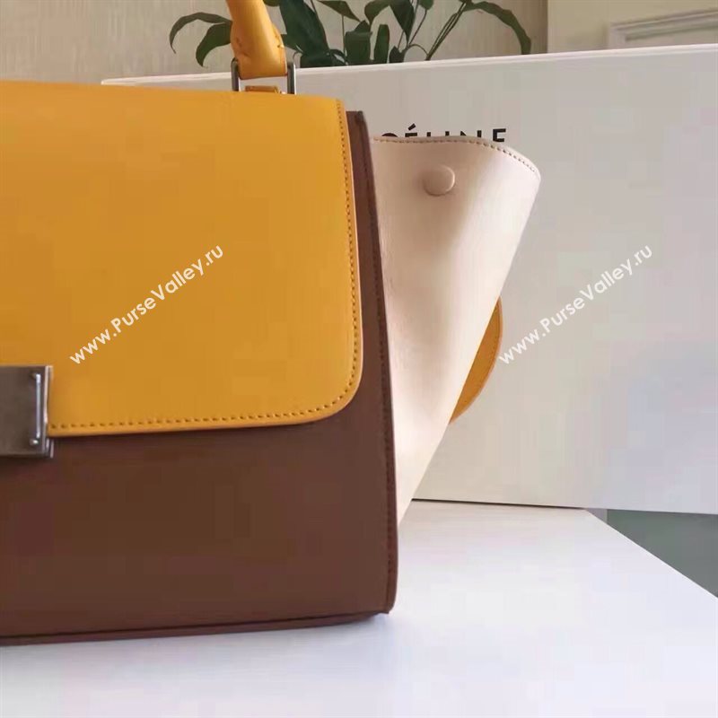 Celine tri-colors tan Trapeze yellow bag 4484