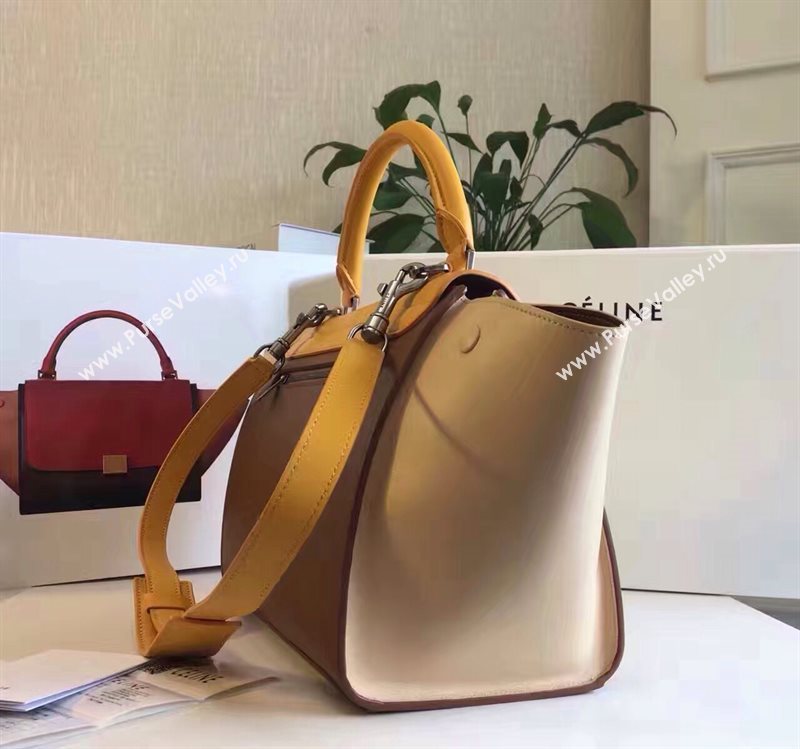 Celine tri-colors tan Trapeze yellow bag 4484