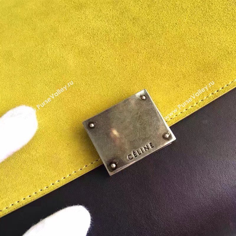 Celine tri-colors suede yellow Trapeze tan bag 4485