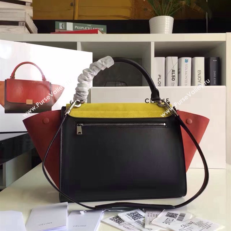 Celine tri-colors suede yellow Trapeze tan bag 4485