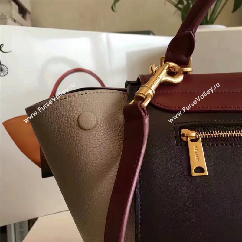 Celine tri-colors Trapeze wine black bag 4488