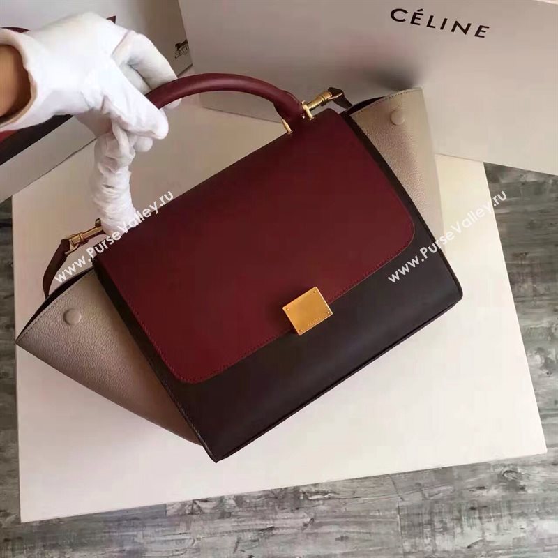 Celine tri-colors Trapeze wine black bag 4488