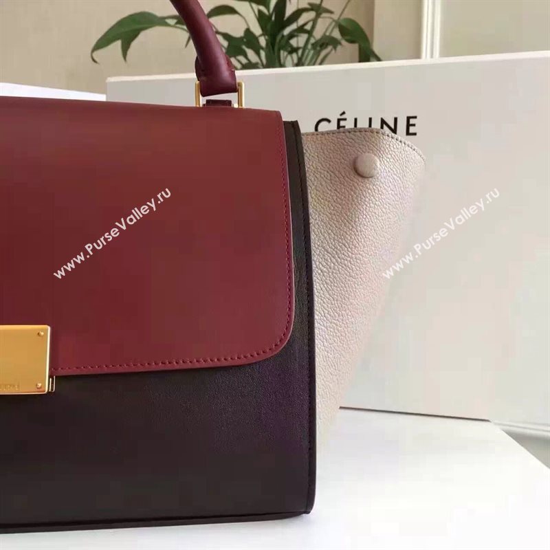 Celine tri-colors Trapeze wine black bag 4488