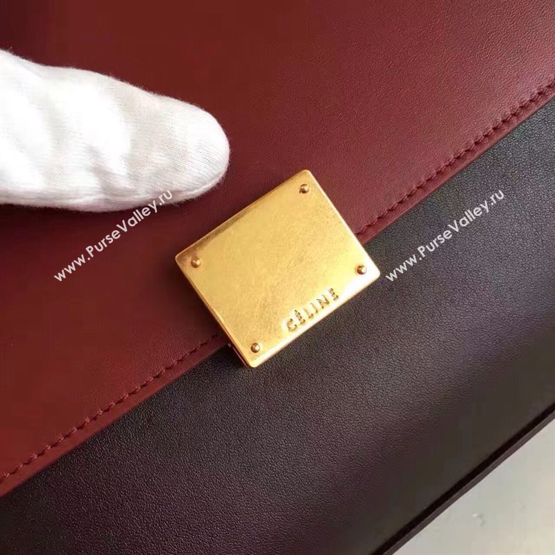 Celine tri-colors Trapeze wine black bag 4488