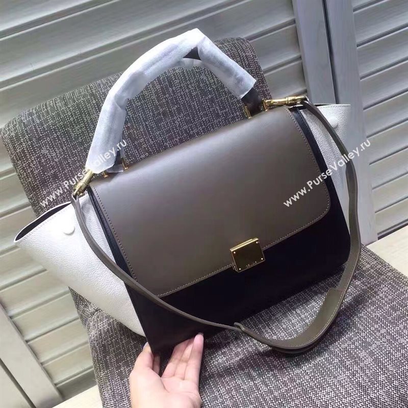 Celine tri-colors black Trapeze white bag 4489