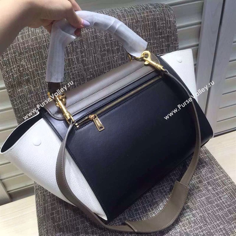 Celine tri-colors black Trapeze white bag 4489