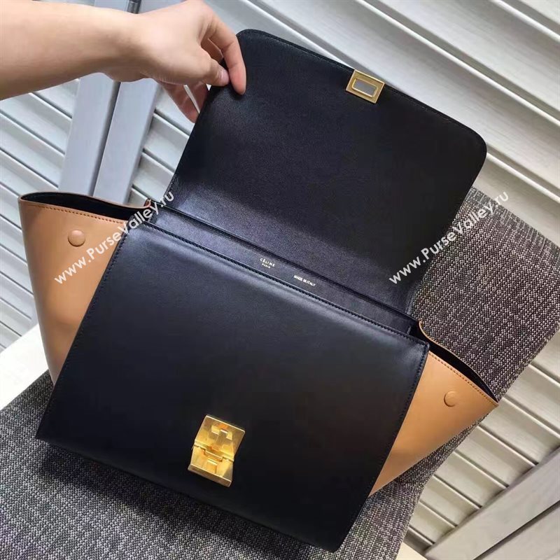 Celine tri-colors black v Trapeze tan bag 4490