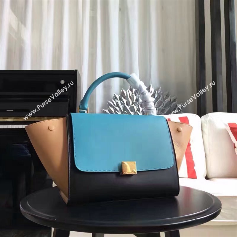 Celine tri-colors blue Trapeze black bag 4492