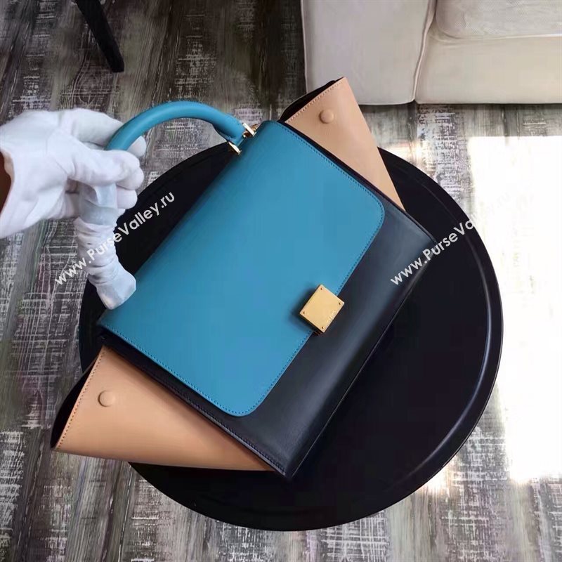 Celine tri-colors blue Trapeze black bag 4492