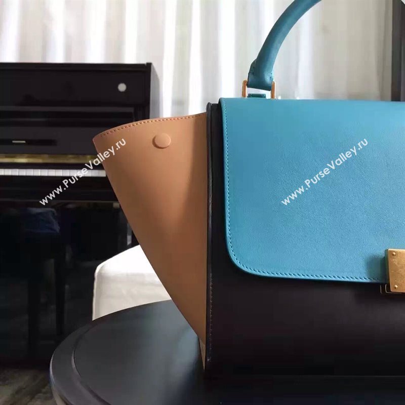 Celine tri-colors blue Trapeze black bag 4492