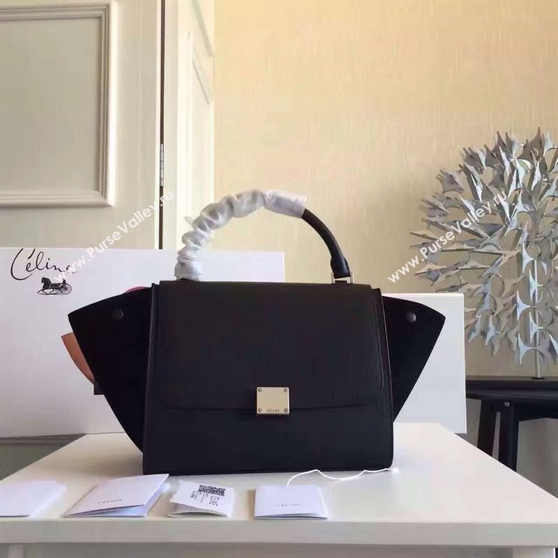 Celine tri-colors suede Trapeze black bag 4493