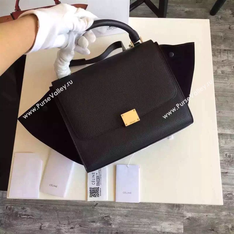 Celine tri-colors suede Trapeze black bag 4493