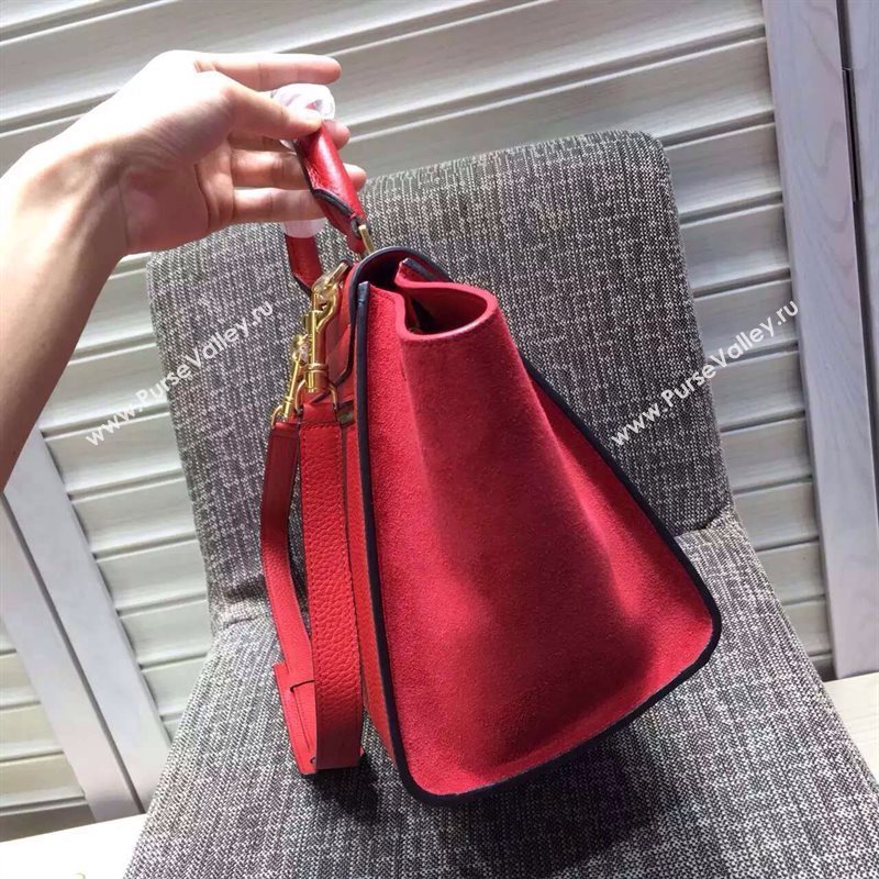 Celine tri-colors red Trapeze suede bag 4494