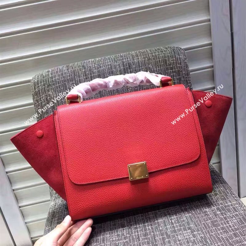 Celine tri-colors red Trapeze suede bag 4494