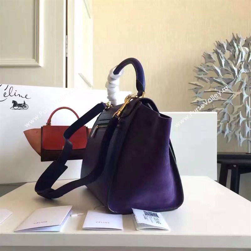 Celine navy v Trapeze suede bag 4497