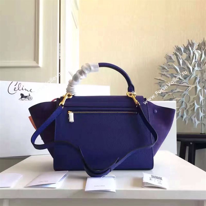 Celine navy v Trapeze suede bag 4497