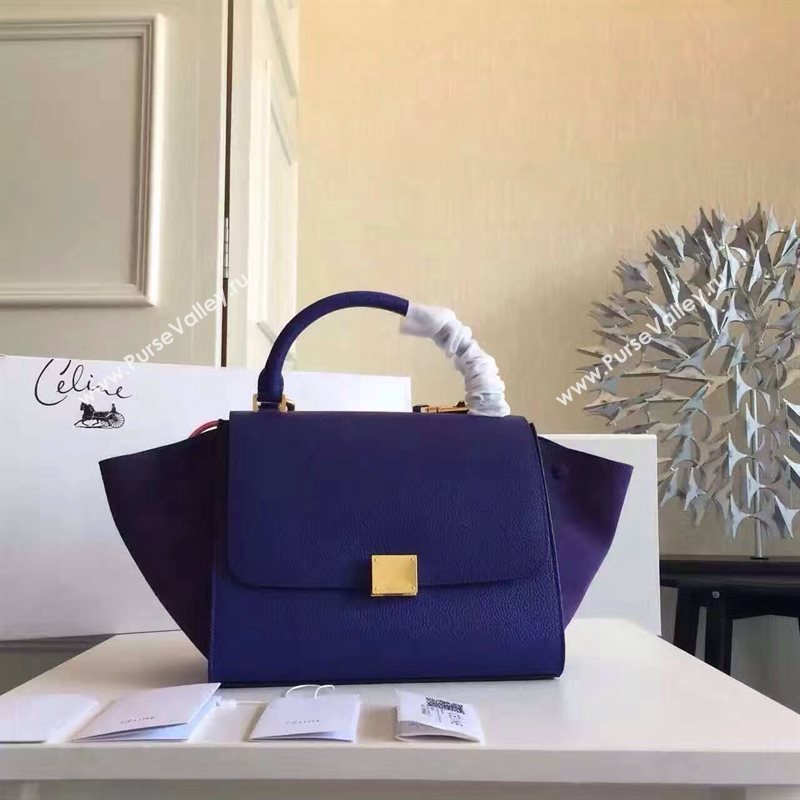Celine navy v Trapeze suede bag 4497