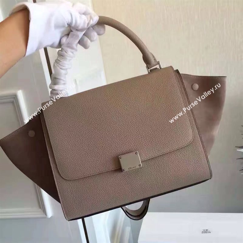 Celine gray v Trapeze suede bag 4498