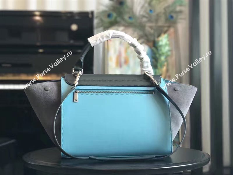 Celine tri-colors black v gray Trapeze suede bag 4499