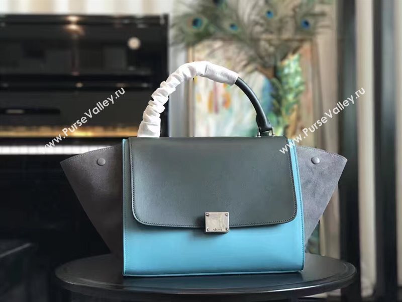 Celine tri-colors black v gray Trapeze suede bag 4499