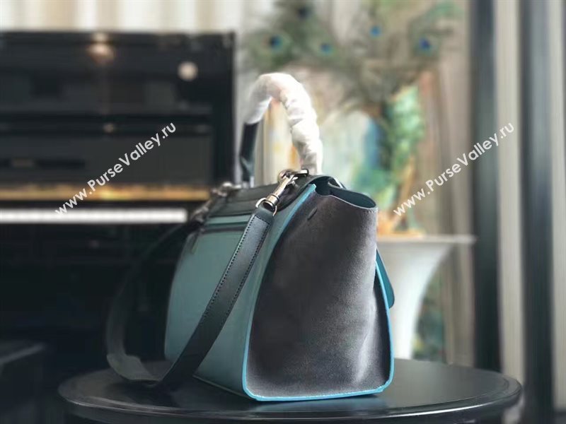 Celine tri-colors black v gray Trapeze suede bag 4499