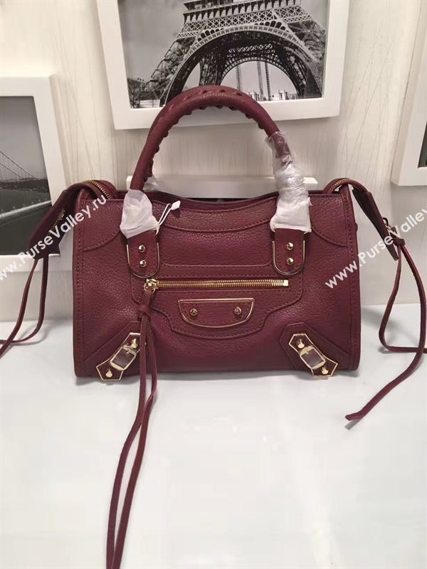 Balenciaga city small wine goatskin bag 4401
