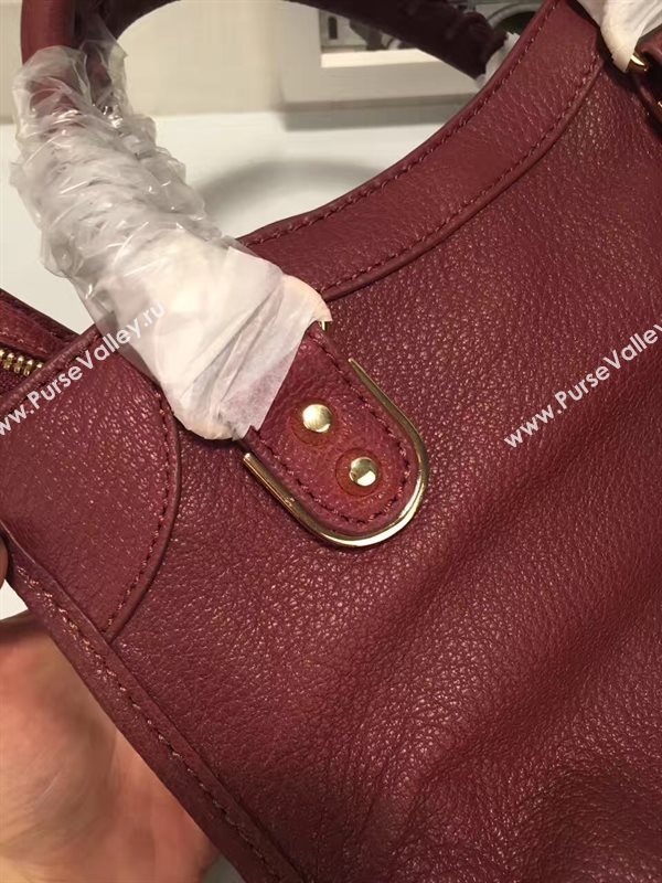 Balenciaga city small wine goatskin bag 4401