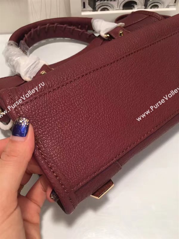Balenciaga city small wine goatskin bag 4401