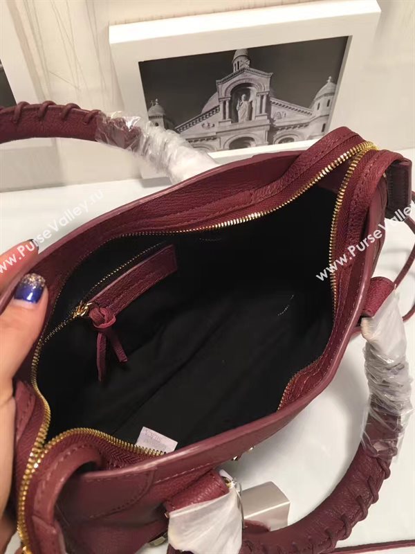 Balenciaga city small wine goatskin bag 4401