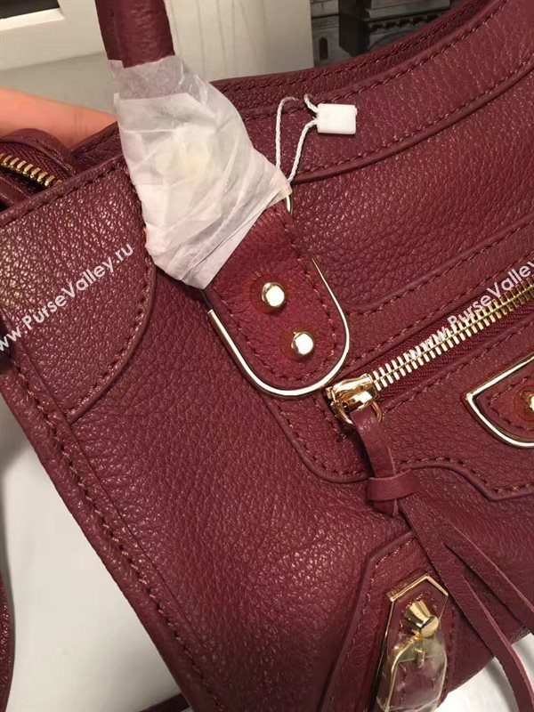 Balenciaga city small wine goatskin bag 4401