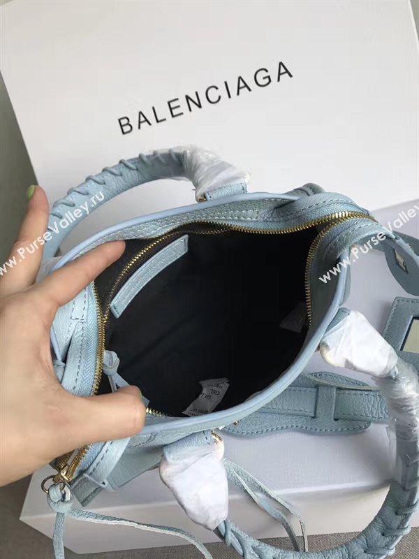 Balenciaga city mini goatskin blue light bag 4403