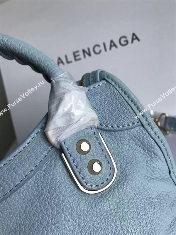 Balenciaga city mini goatskin blue light bag 4403