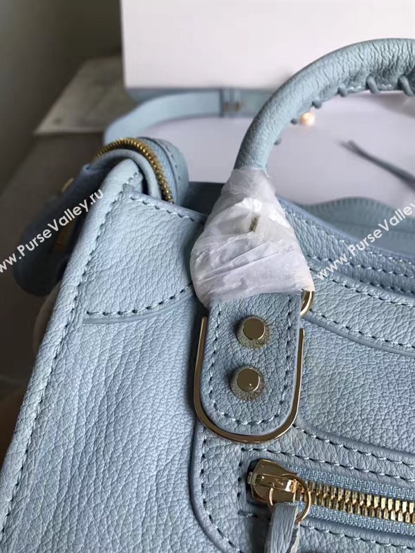 Balenciaga city mini goatskin blue light bag 4403