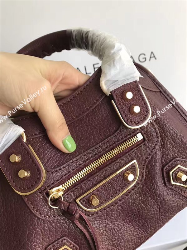 Balenciaga city mini wine goatskin bag 4405