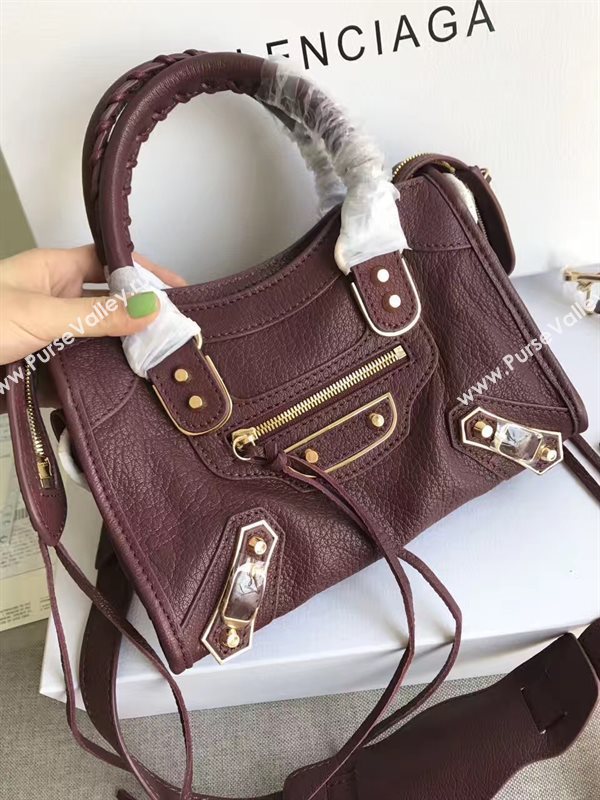 Balenciaga city mini wine goatskin bag 4405